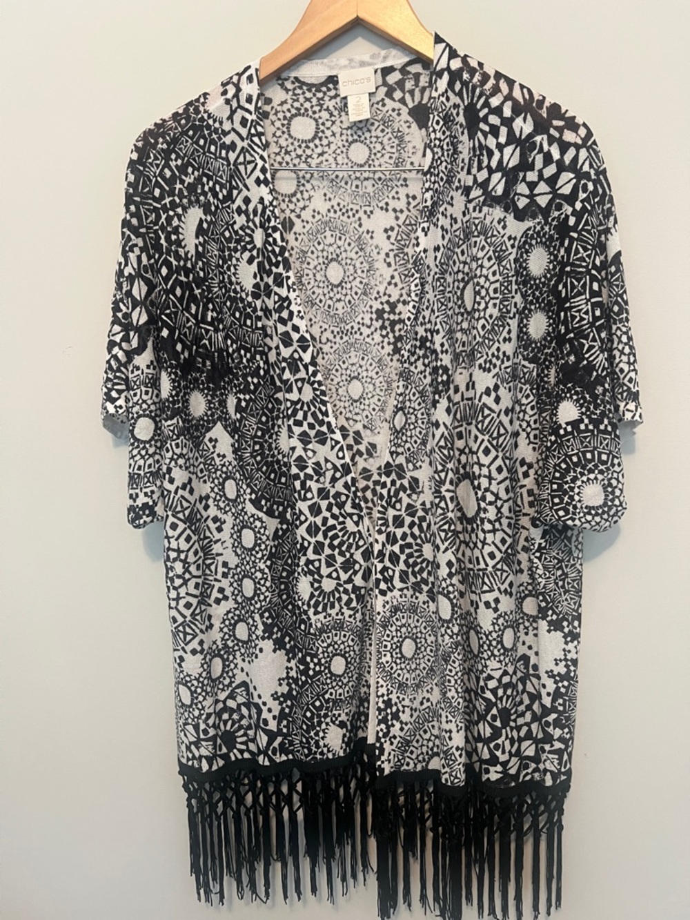 Chicos Elisha Cardigan fringe hem